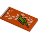 LEGO Orange Tile 2 x 4 with Orange Blanket with White Leaves and Lime Lightning Bolt Sticker (87079)