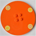 LEGO Orange Tile 8 x 8 Round with 2 x 2 Center Studs with Yellow Circles Sticker (6177)