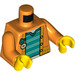 LEGO Orange Unbuttoned Jacket with Dark Turquoise Striped Shirt Torso (973 / 76382)