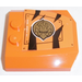 LEGO Orange Wedge 4 x 4 Curved with Hatch, Black Stripes and Gold Chima Eagle Emblem (Left) Sticker (45677)