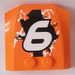 LEGO Orange Wedge 4 x 4 Curved with White &#039;6&#039; Sticker (45677)