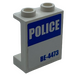 LEGO Paneel 1 x 2 x 2 met Blauw &#039;BE-4473&#039; en Wit &#039;Politie&#039; Rechts Kant Sticker met zijsteunen, holle noppen (6268)