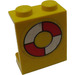 LEGO Panel 1 x 2 x 2 mit Life Preserver Aufkleber ohne seitliche Stützen, solide Bolzen (4864)