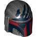 LEGO Pearl Dark Gray Helmet with Sides Holes with Dark Red Visor and Black Handprint (14499 / 87610)