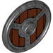 LEGO Pearl Dark Gray Round Shield with Wooden Iron Ring and Plates with Rivets (17835 / 18695)