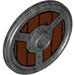 LEGO Pearl Dark Gray Shield - Round with Stud with Rivets and Wood Planking (17835 / 18695)