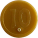 LEGO Pearl Gold Coin with 10 (Stylized with Mark)