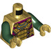 LEGO Perlgold Mysterio mit Dunkelgrün Anzug und Blau Helm Minifigur Torso (973 / 76382)