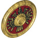 LEGO Pearl Gold Round Shield with Aztec Pattern (10329 / 91884)