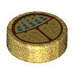 LEGO Pearl Gold Tile 1 x 1 Round with Gold Scarab with Blue Dots (35380 / 104133)