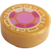 LEGO Pearl Gold Tile 1 x 1 Round with Pink Jewel (19997 / 98138)