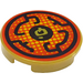 LEGO Pearl Gold Tile 2 x 2 Round with Black Circular Lines and Asian Character with Bottom Stud Holder (14769 / 36593)