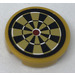 LEGO Pearl Gold Tile 2 x 2 Round with Dartboard Sticker with Bottom Stud Holder (14769)