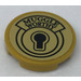 LEGO Pearl Gold Tile 2 x 2 Round with &quot;MUGGLE WORTHY&quot; and Keyhole Sticker with Bottom Stud Holder (14769)