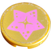 LEGO Pearl Gold Tile 2 x 2 Round with Pink Star Sticker with Bottom Stud Holder (14769)