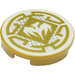 LEGO Pearl Gold Tile 2 x 2 Round with White Wu’s Dragon Emblem with Bottom Stud Holder (14769 / 39018)