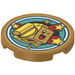 LEGO Parelmoer goud Tegel 3 x 3 Rond met Arcade Character Sticker (67095)