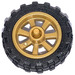 LEGO Perłowe Złoto Wheel Rim Ø14.6 x 6 with Spokes and Stub Axles with Tire Ø 20.9 X 5.8  Offset Tread