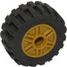 LEGO Pearl Gold Wheel Rim Ø18 x 14 with Pin Hole with Tire Ø 30.4 x 14 with Offset Tread Pattern and Band around Center