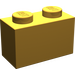 LEGO Parelmoer Lichtgoud Steen 1 x 2 met buis aan de onderzijde (3004 / 93792)