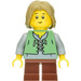 LEGO Peasant Child met Dark Tan Haar minifiguur Zandgroen vest over een grijs onderhemd, korte roodbruine benen