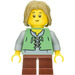 LEGO Peasant Kind met Donker zandbruin Haar Minifiguur Zandgroen vest over een grijs onderhemd, korte roodbruine benen