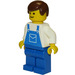 LEGO Person i Blå Overall med Brun Kort hår  Minifigur