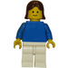 LEGO Person in Blue Top with Brown Mid-Length Hair Minifigure