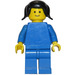 LEGO Person v Modrá s Černá Vlasy s Pigtails Minifigurka