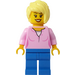 LEGO Person in Bright Pink Shirt with Bright Light Yellow Hair Minifigure