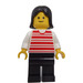 LEGO Person im Rot Striped Hemd mit Schwarz Mittellanges Haar Minifigur