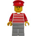 LEGO Person i Rød Striped Skjorte med Rød Hat Minifigur