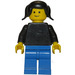 LEGO Person met Zwart Top en Zwart Haar met Pigtails Minifiguur