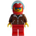 LEGO Person con Marrone Giacca e Rosso Casco con Bianco Stelle Minifigure