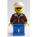 LEGO Person met Brown Jacket, Wit Pet minifiguur