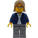 LEGO Person with Dark Blue Jacket, Gray Legs, Dark Tan Hair Minifigure