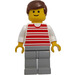 LEGO Person avec Rouge Striped Chemise et Marron Cheveux courts Minifigurine