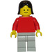 LEGO Person jossa Punainen Yläosa ja Musta Hiukset jossa Ponytails Minihahmo