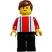 LEGO Person with Vertical Striped Top and Brown Short Hair Minifigure