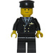 LEGO Pilot with Black Legs and Black Hat Minifigure