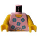 LEGO Pink Minifig Torso with Five Blue Flowers and Knob, Yellow Arms and Yellow Hands (973)