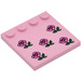 LEGO Rose Tuile 4 x 4 avec Goujons sur Bord avec Five Dark Pink Roses (6179)