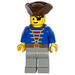 LEGO Pirat med Blå Jakke og Brun Trekantet Hatt og Eyepatch Minifigur