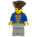 LEGO Pirate with Blue Jacket and Brown Triangular Hat and Eyepatch Minifigure
