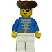 LEGO Pirat med Blå Jakke, hvid Ben og Brun Trekantet Hat og Eyepatch Minifigur