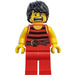 LEGO Pirates Chess Set Pirate with Black and Red Stripes Shirt with Black Hair and Red Legs Minifigure