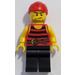 LEGO Pirates Chess Set Pirate met Zwart en Rood Strepen Shirt met Rood Bandana en Zwart Poten minifiguur