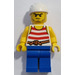 LEGO Pirates Chess Set Pirate met Rood en Wit Striped Shirt met Wit Bandana en Blauw Poten minifiguur