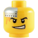 LEGO Plain Head with Silver Plate and Orange Scars, Determined / Scared (Safety Stud) (3626 / 64881)