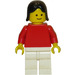 LEGO Plain Red Torso, Black Female Hair Minifigure